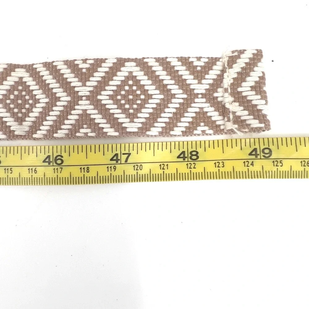 D-Ring Belt Brown Cream Woven Geometric Cotton 49 in Coastal Cowgirl Southwest